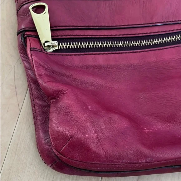 Fossil Red Burgundy Crossbody Bag with Adjustable Strap and Gold tone Hardware - Picture 6 of 12